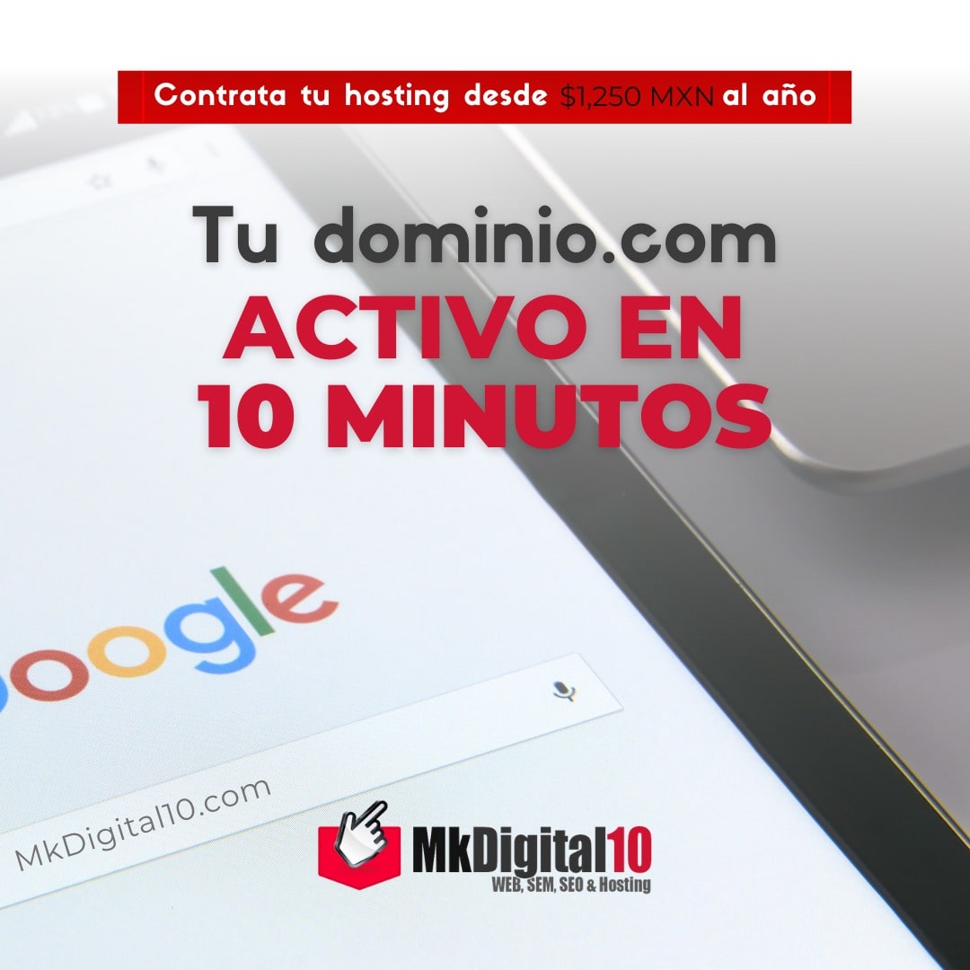 Tu dominio.com activo en 10 minutos
